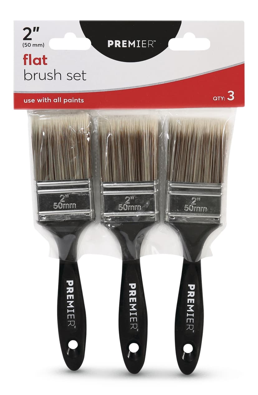Premier Flat Poly Paint Brushes, 3-pk, 2-in