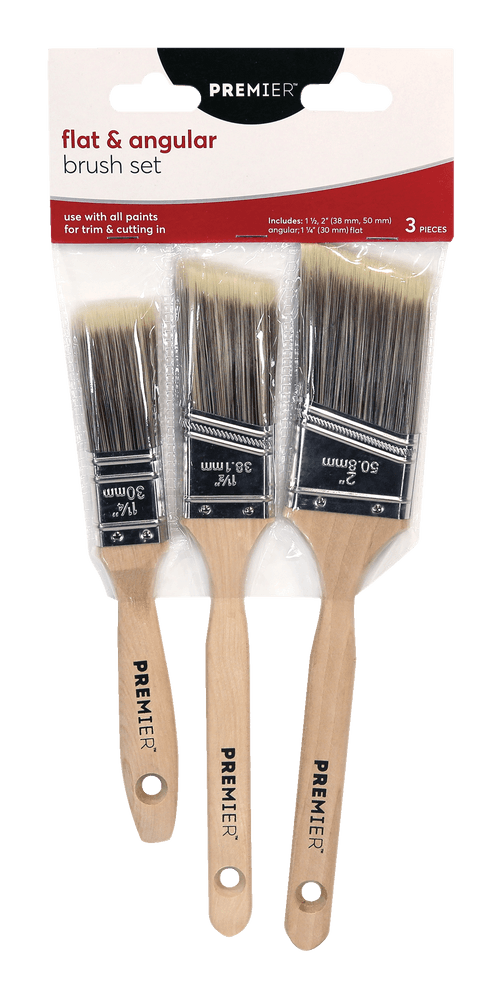 Premier Flat & Angle Poly Paint Brushes, 3-pk