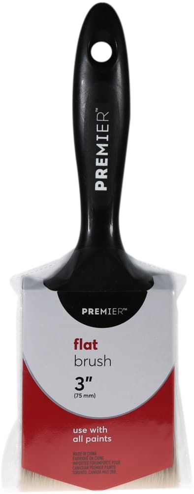 Premier Flat Poly Paint Brush with Plastic Handle, 3-in