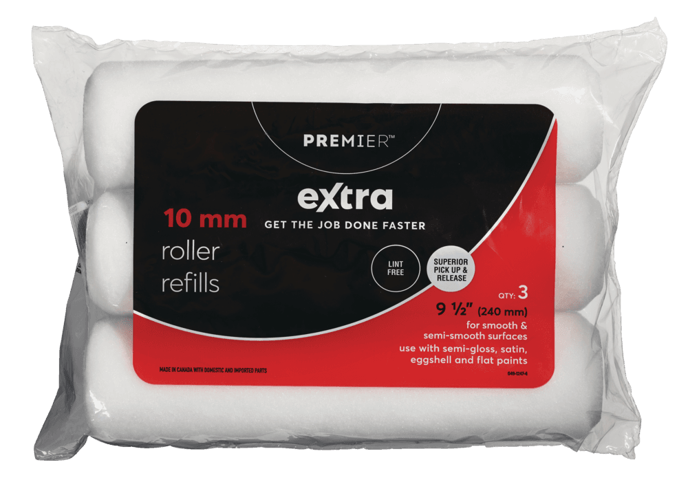 Premier Extra Lint Free Microfibre Paint Roller Refills, 3-pk, 10-mm