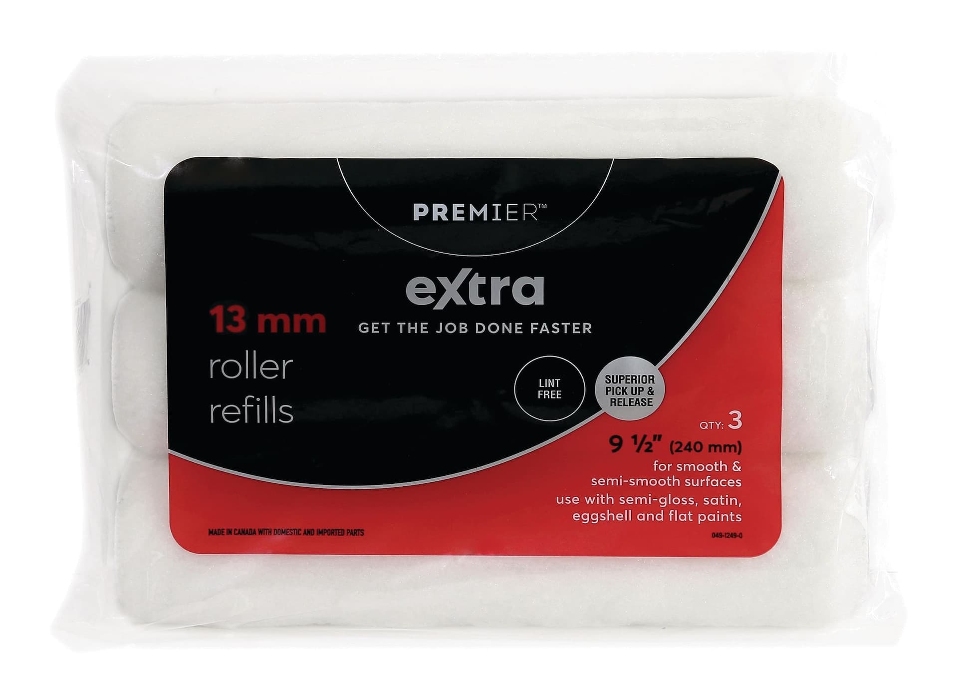 Premier Extra Lint Free Microfibre Paint Roller Refills, 3-pk, 13-mm