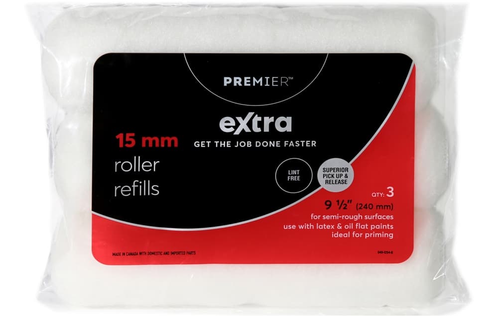 Premier Extra Lint Free Microfibre Paint Roller Refills, 3-pk, 9.5-in