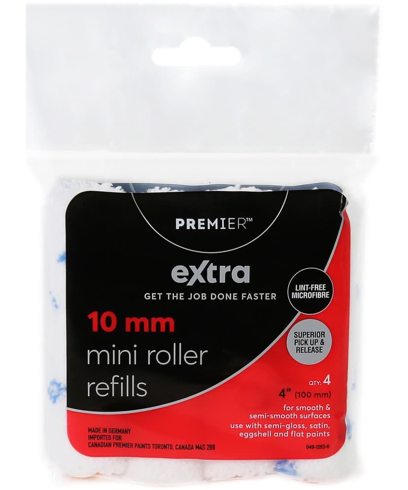 Premier Extra Lint Free Microfibre Mini Paint Rollers, 4-pk, 10-mm