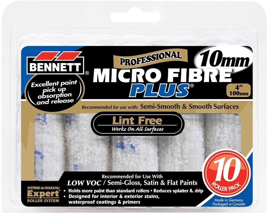 Bennett Expert Pro Lint Free Microfibre Mini Paint Roller for Trim & Edge, 10-pk, 10-mm
