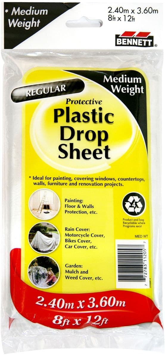 Bennett Medium Weight Plastic Drop Sheet, 8-ft x 12-ft