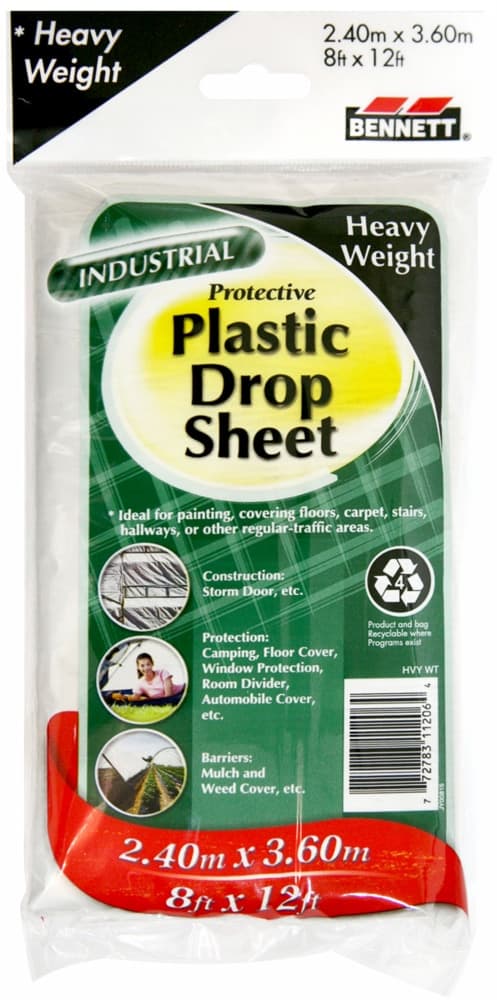 Bennett Heavy Weight Plastic Drop Sheet, 8-ft x 12-ft