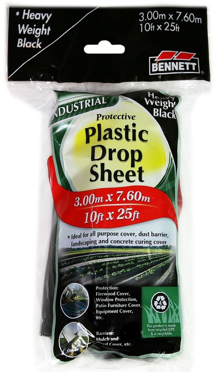 Bennett Heavy Weight Plastic Drop Sheet, 10-ft x 25-ft, Black
