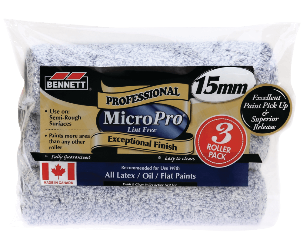 Bennett Pro Lint Free Paint Roller Refill, 3-pk,15mm