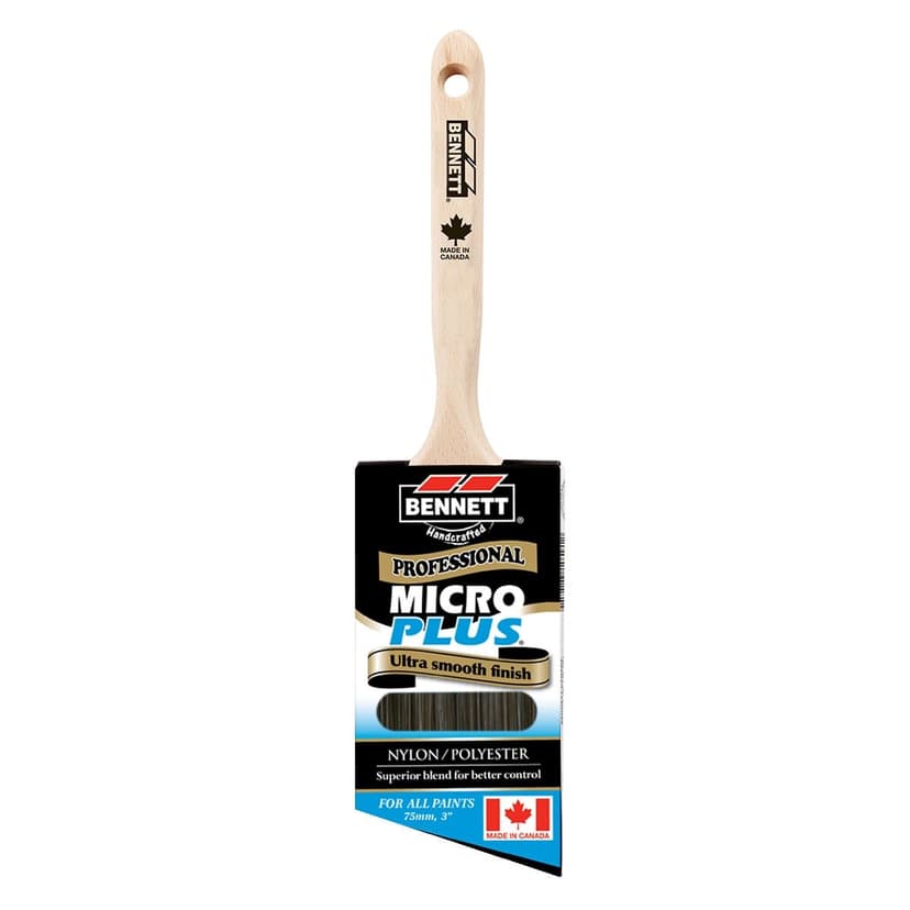 Bennett Professional Micro Plus Angle Paint Brush for Precision Edging, 3-in