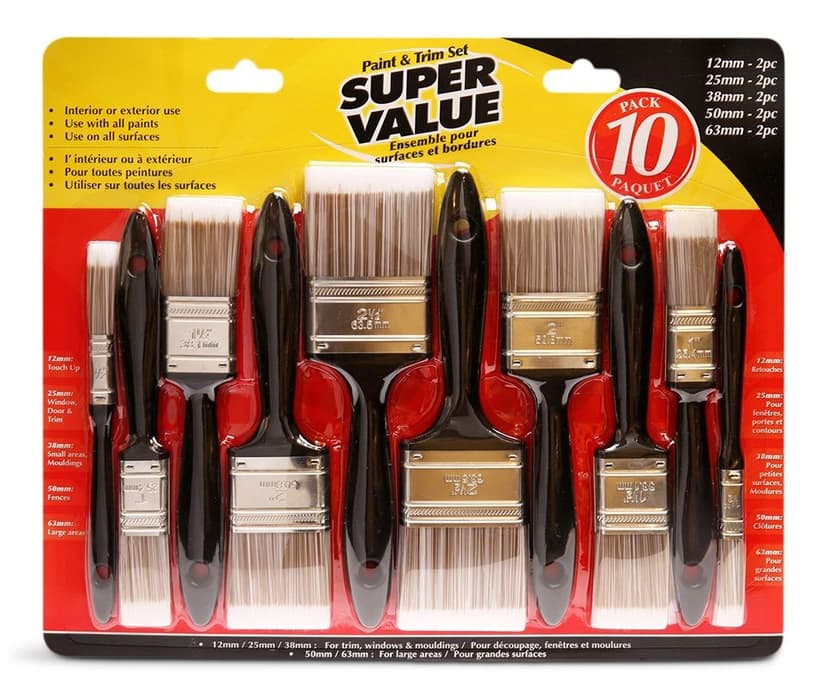 Bennett Paint Brushes, Use with All Paints, for Interior & Exterior Use, 10-pc