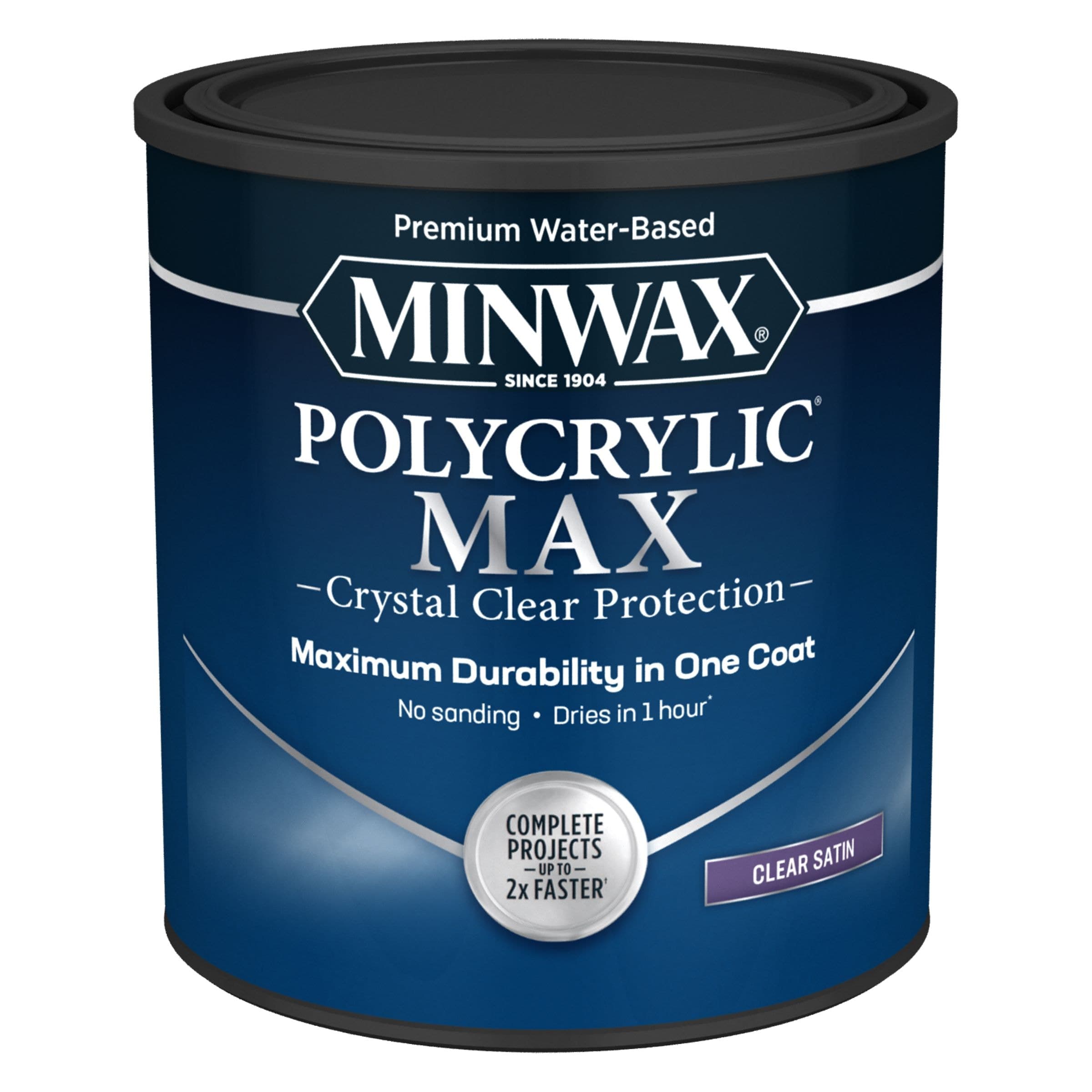 Minwax Polycrylic Max, One Coat Application, Satin Finish, 946-mL