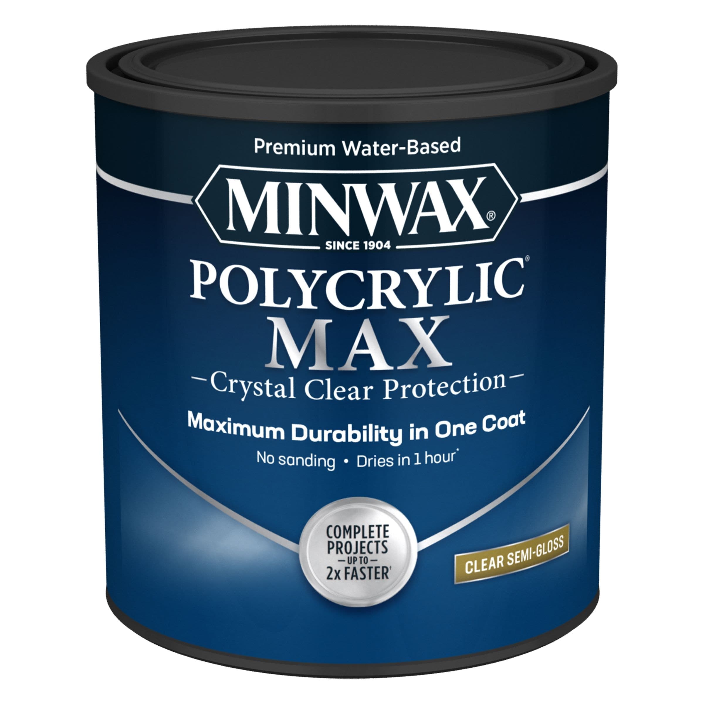 Minwax Polycrylic Max, One Coat Application, Semi-Gloss Finish, 946-mL