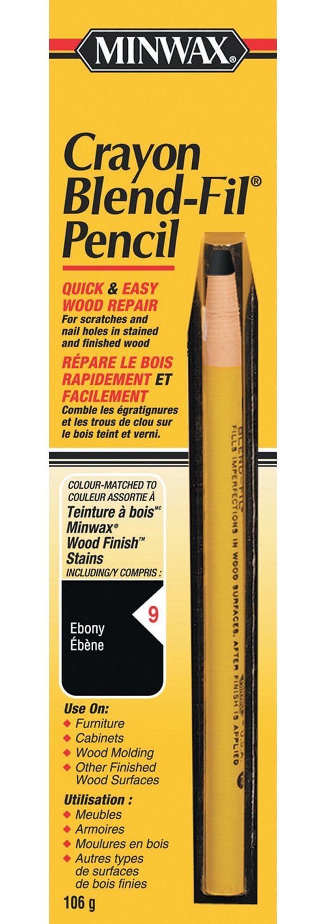 Minwax® Crayon Blend-Fil® Wood Pencil, Ebony