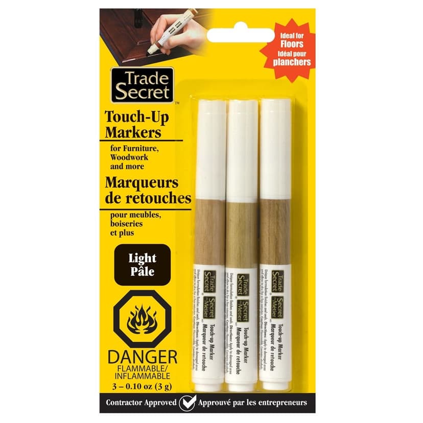 Trade Secret Light Touch Up Markers for Wood, Light Brown, 3-pk