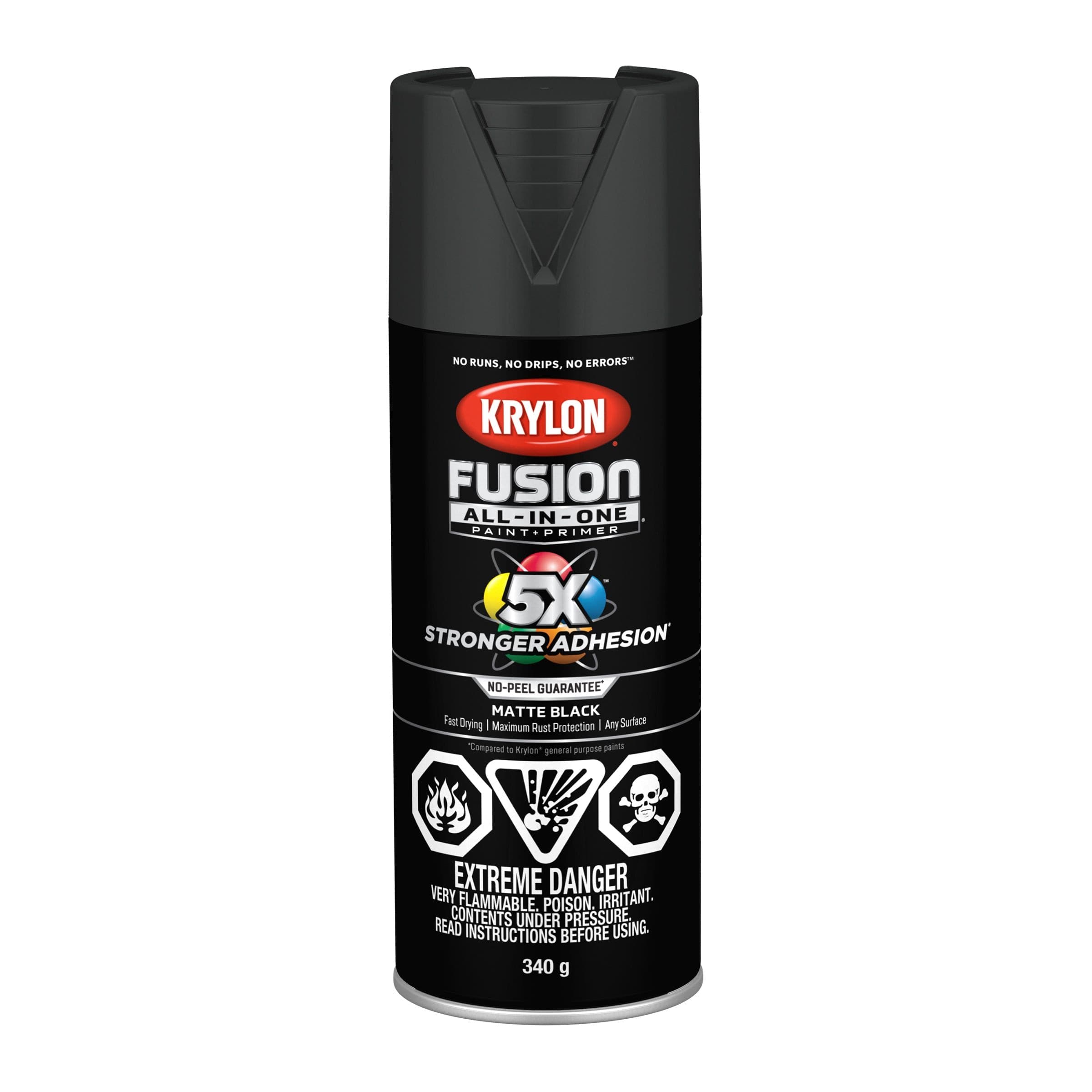Krylon Fusion All-In-One® Spray Paint Aerosol, Matte, Black, 340-g