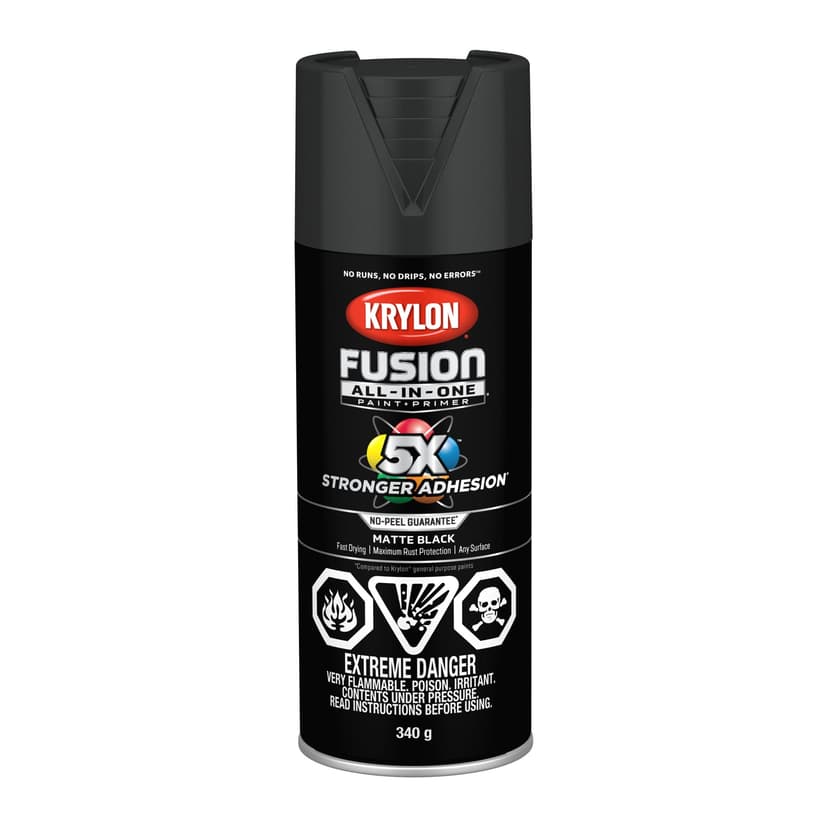 Krylon Fusion All-In-One® Spray Paint Aerosol, Matte, Black, 340-g