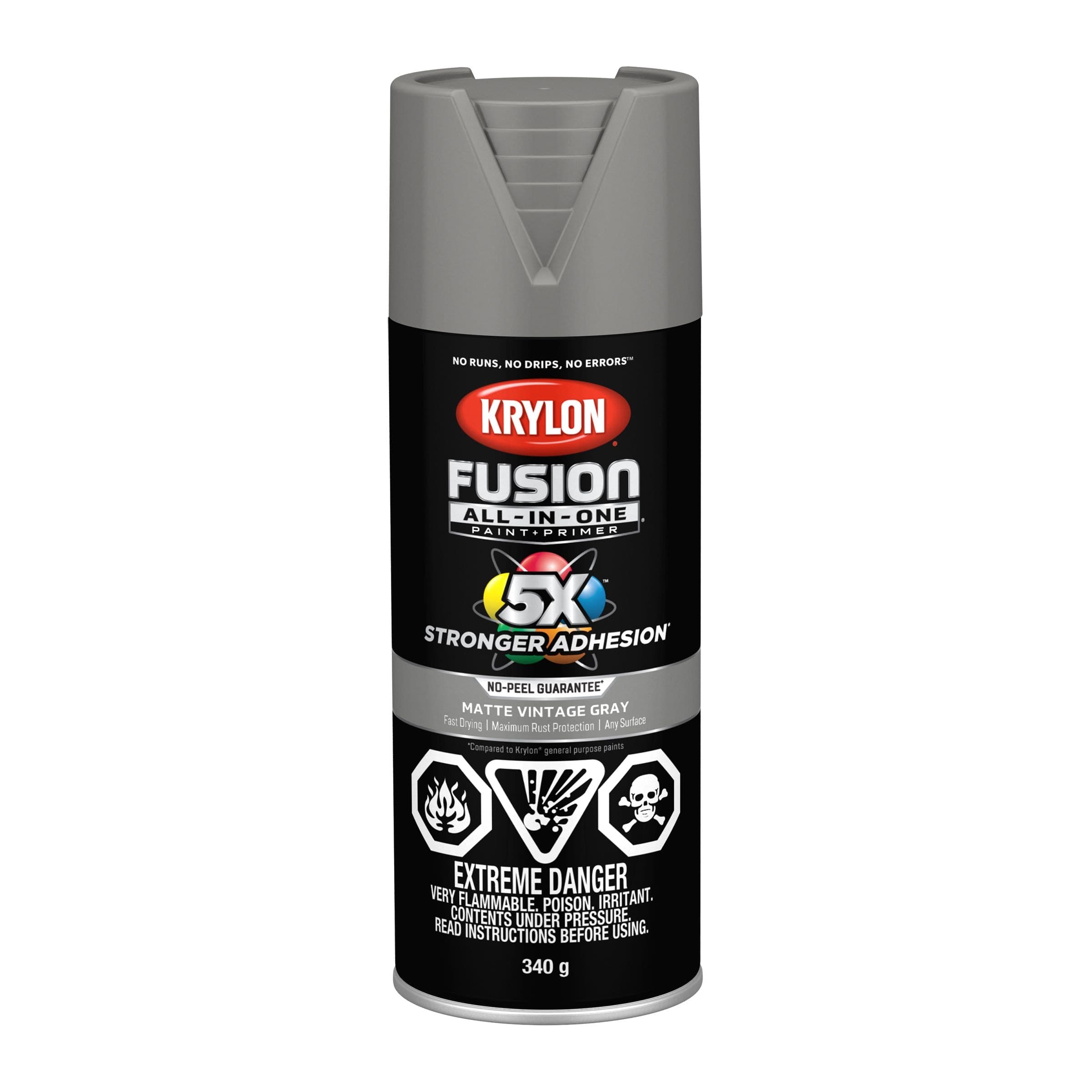Krylon Fusion All-In-One® Spray Paint Aerosol, Matte, Vintage Grey, 340-g