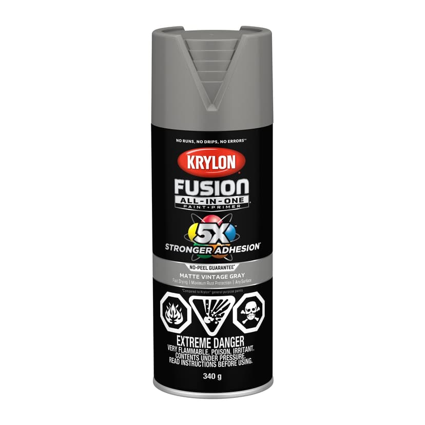 Krylon Fusion All-In-One® Spray Paint Aerosol, Matte, Vintage Grey, 340-g