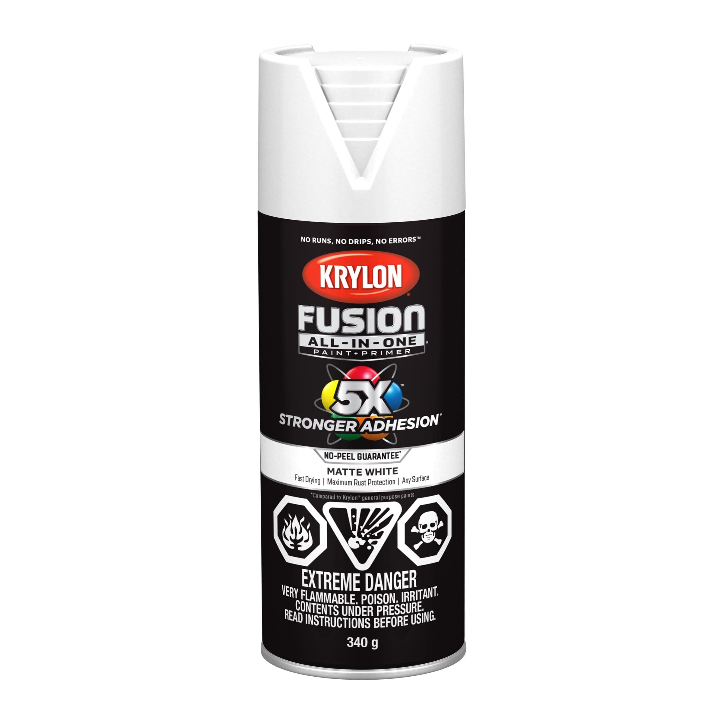 Krylon Fusion All-In-One® Spray Paint Aerosol, Matte, White, 340-g