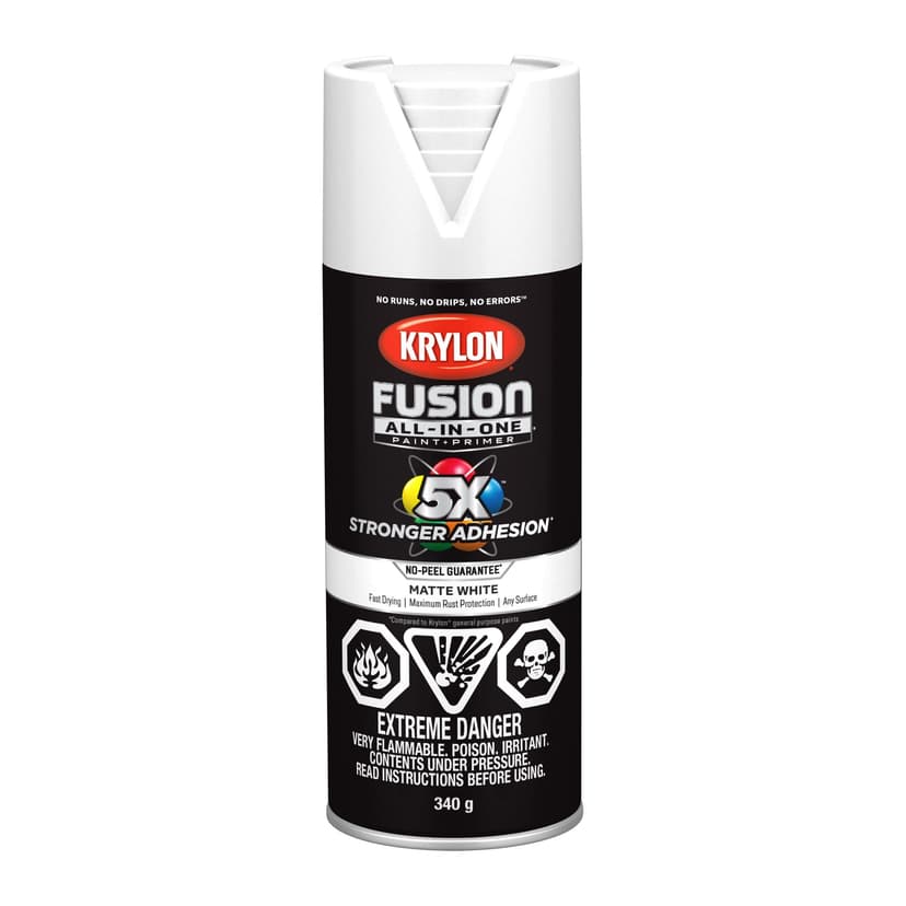Krylon Fusion All-In-One® Spray Paint Aerosol, Matte, White, 340-g
