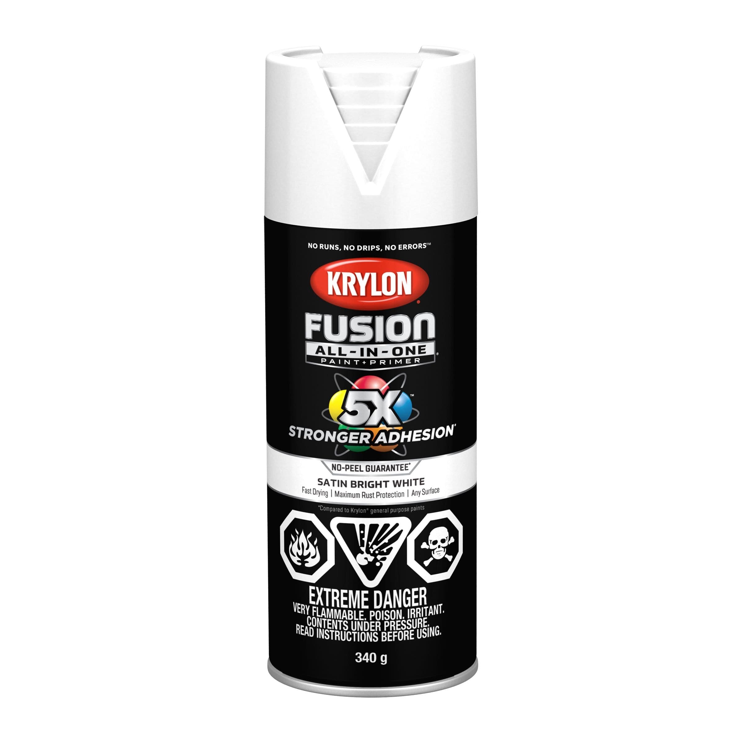 Krylon Fusion All-In-One® Spray Paint Aerosol, Satin, Bright White, 340-g