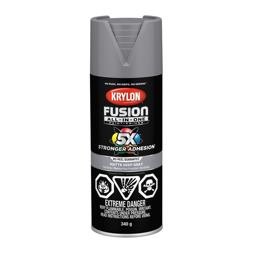 Krylon Fusion All-In-One® Spray Paint Aerosol, Matte, Deep Grey, 340-g