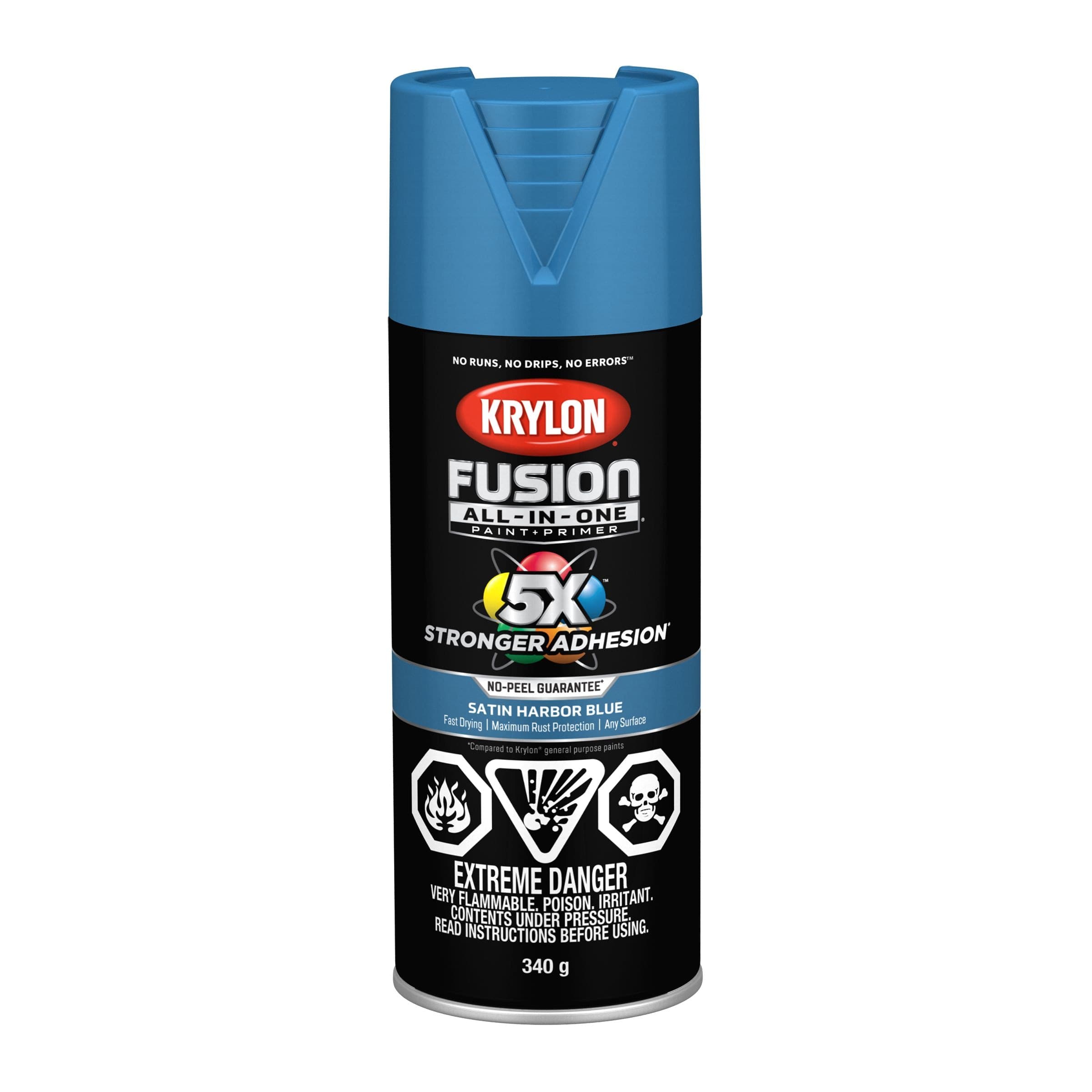 Krylon Fusion All-In-One® Spray Paint Aerosol, Satin, Harbour Blue, 340-g