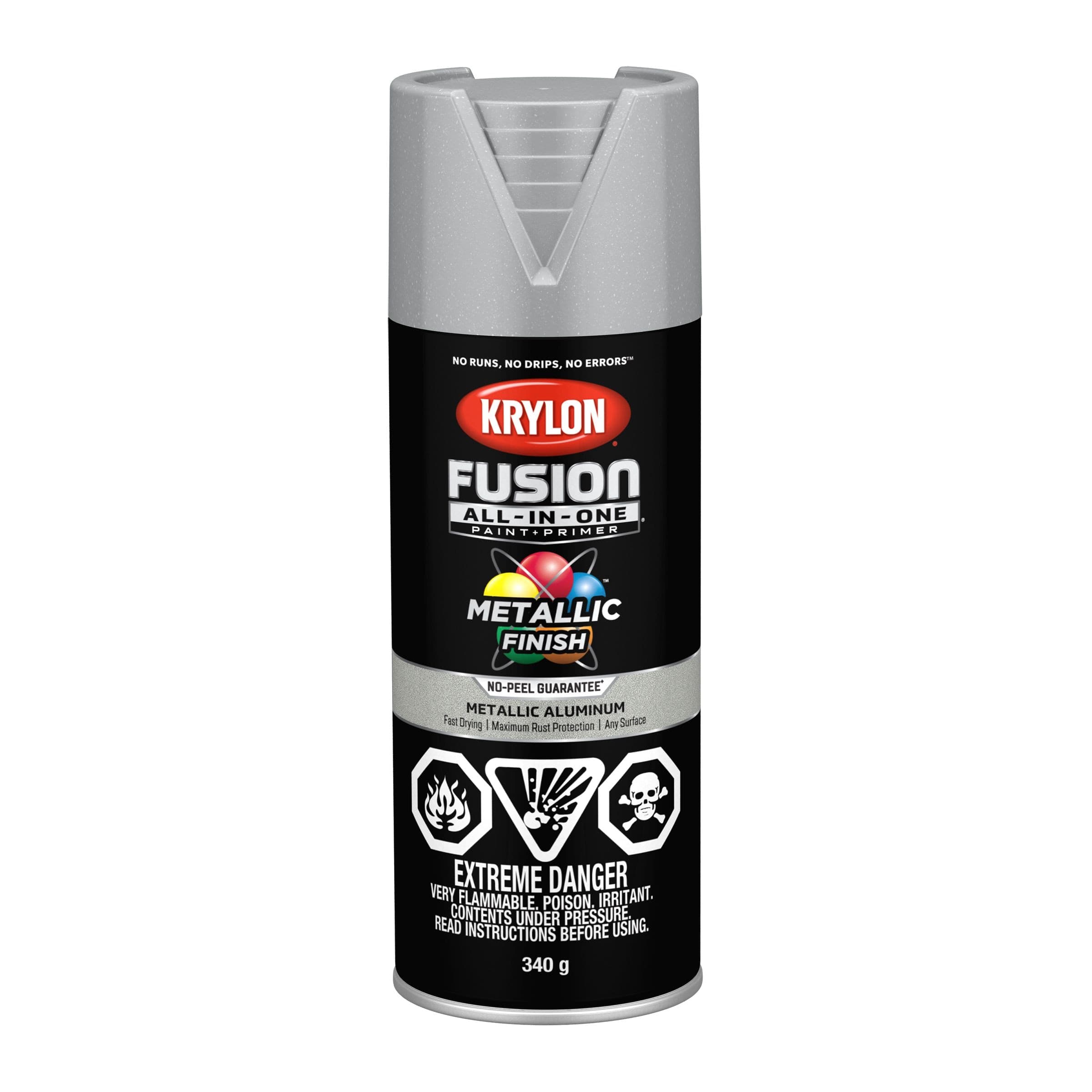 Krylon Fusion All-In-One® Metallic Spray Paint Aerosol, Dark Metal, 340-g