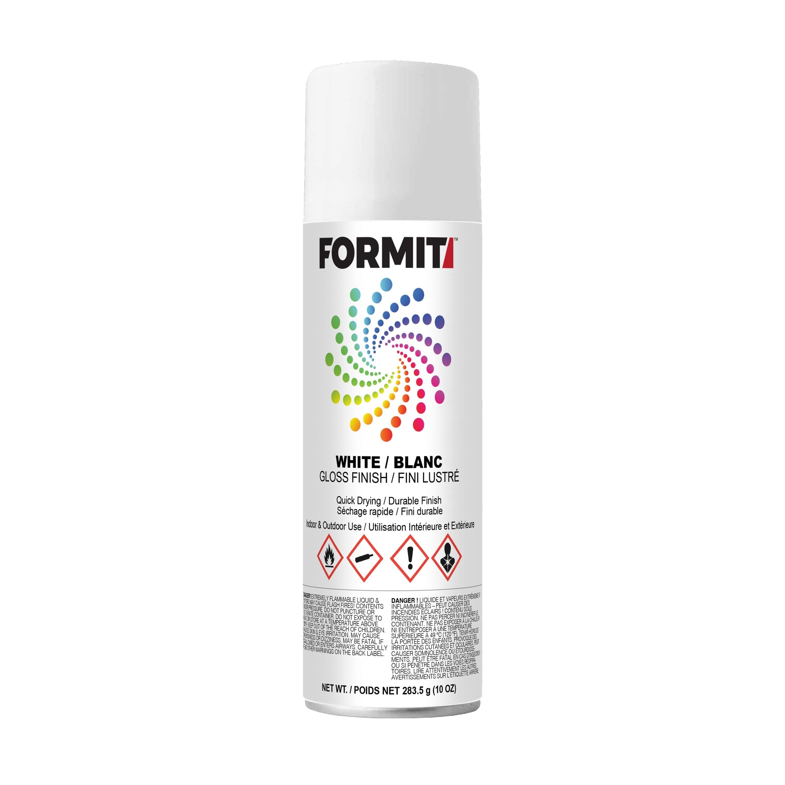 Formit All-Weather Spray Paint, Fast-Drying Formula, Gloss White, 295-mL