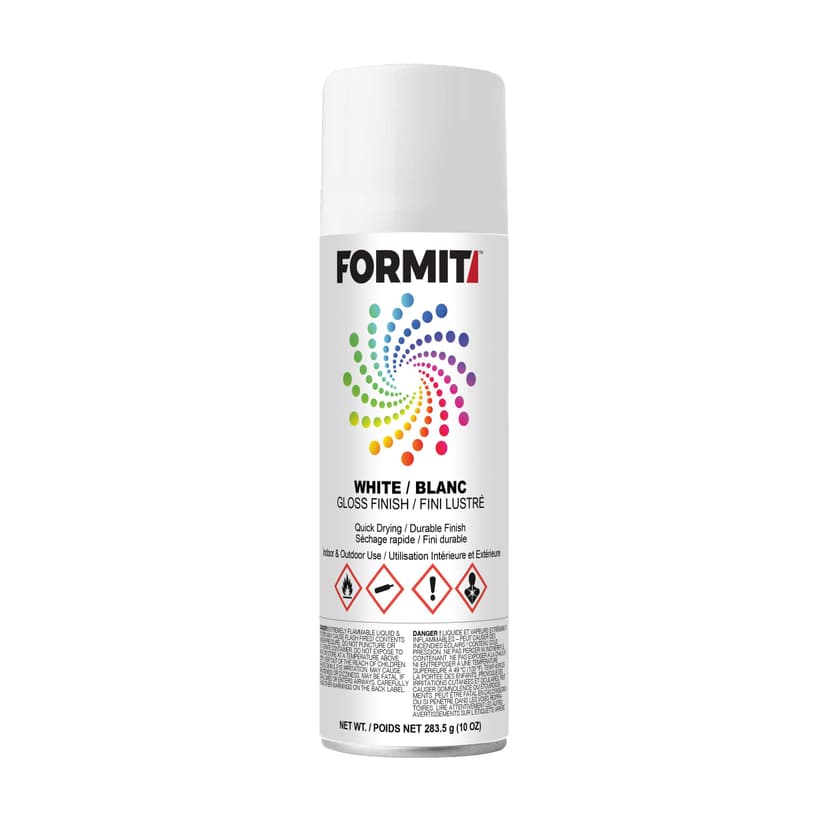 Formit All-Weather Spray Paint, Fast-Drying Formula, Gloss White, 295-mL