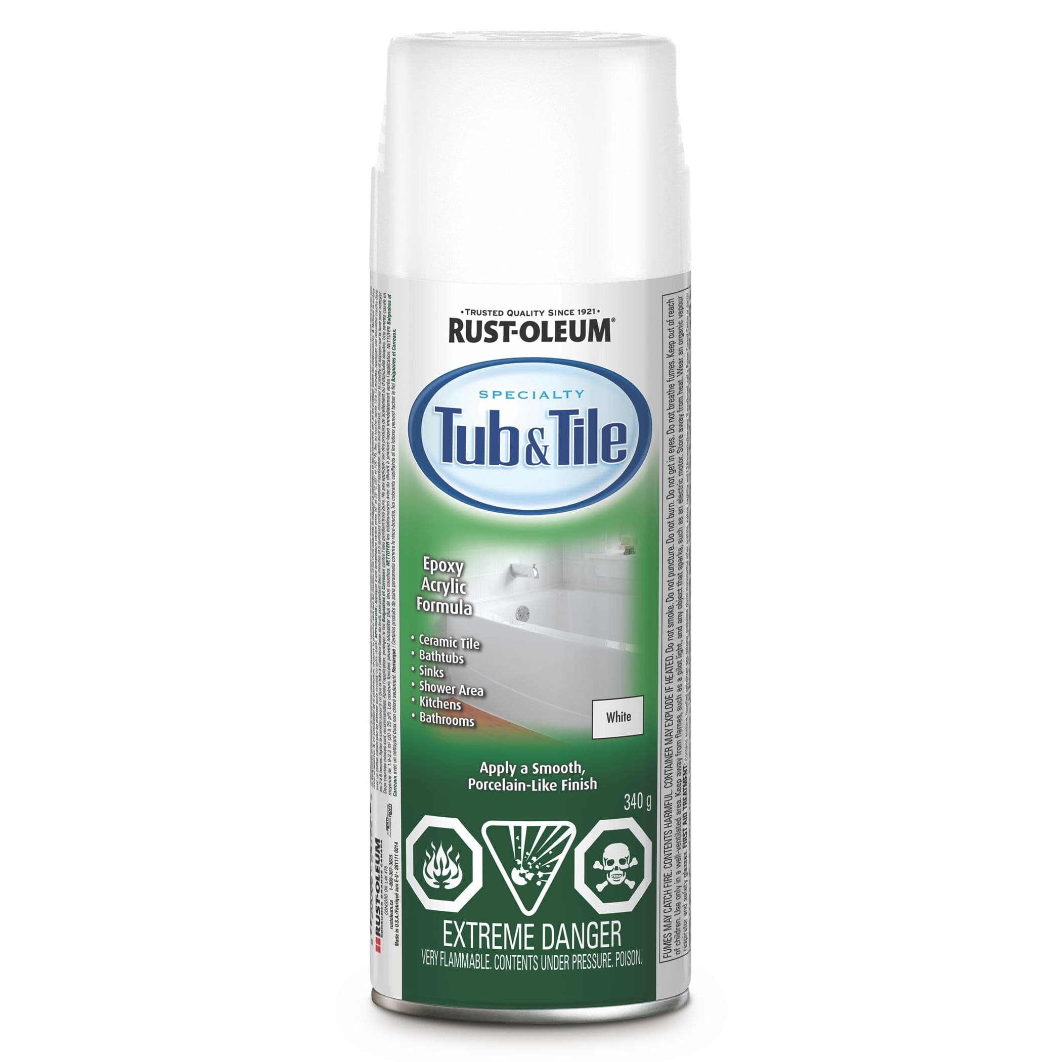 Rust-Oleum Tub & Tile Epoxy Acrylic Spray Aerosol, Gloss White, 340-g