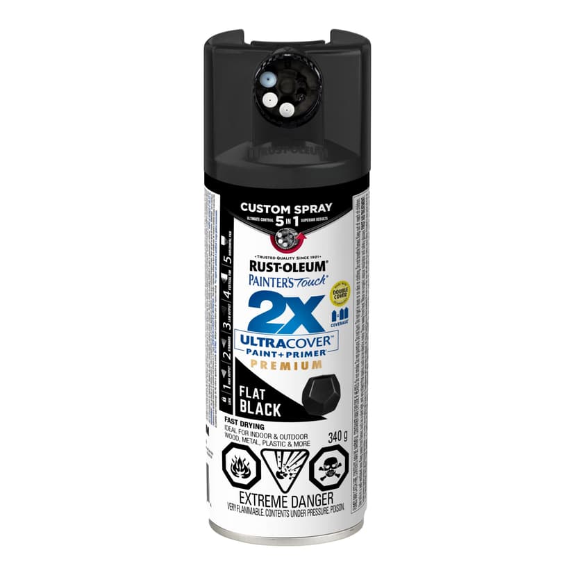 Rust-Oleum Painter's Touch 2X Ultra Cover Paint & Primer - 5 in 1, Flat Black, 340-g