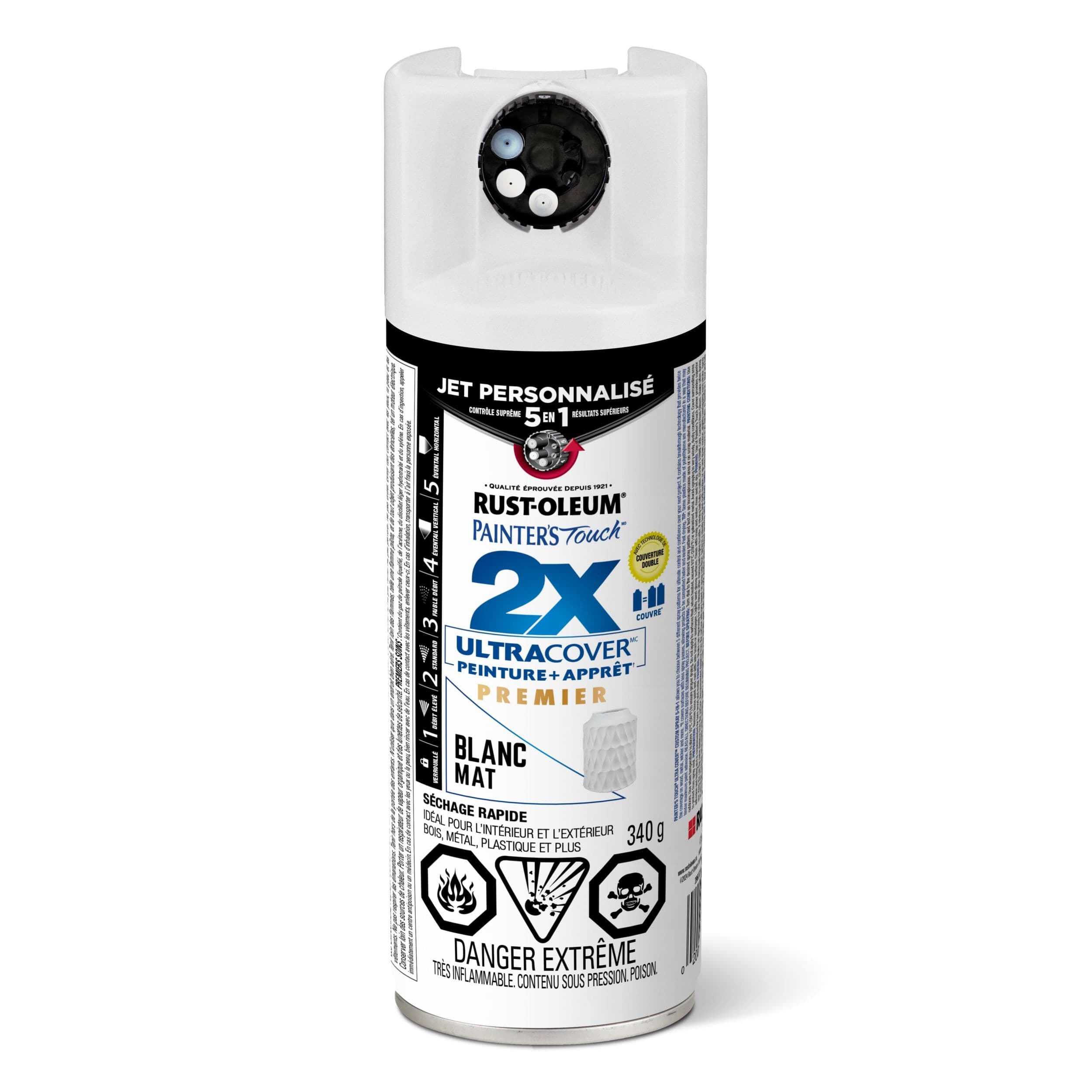 Rust-Oleum Painter's Touch 2X Ultra Cover Paint & Primer - 5 in 1, Flat White, 340-g
