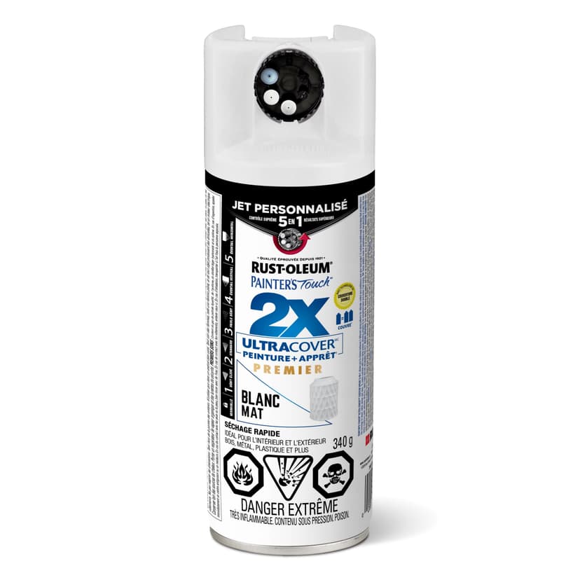 Rust-Oleum Painter's Touch 2X Ultra Cover Paint & Primer - 5 in 1, Flat White, 340-g