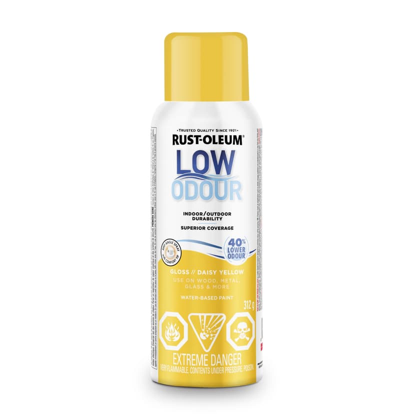 Rust-Oleum Low Odour Water-Based Paint Spray Aerosol, Gloss, Daisy Yellow, 312-g