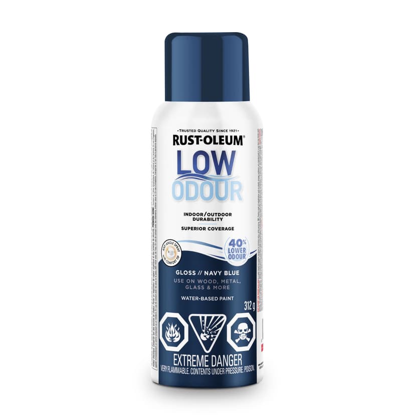 Rust-Oleum Low Odour Water-Based Paint Spray Aerosol, Gloss, Navy Blue, 312-g