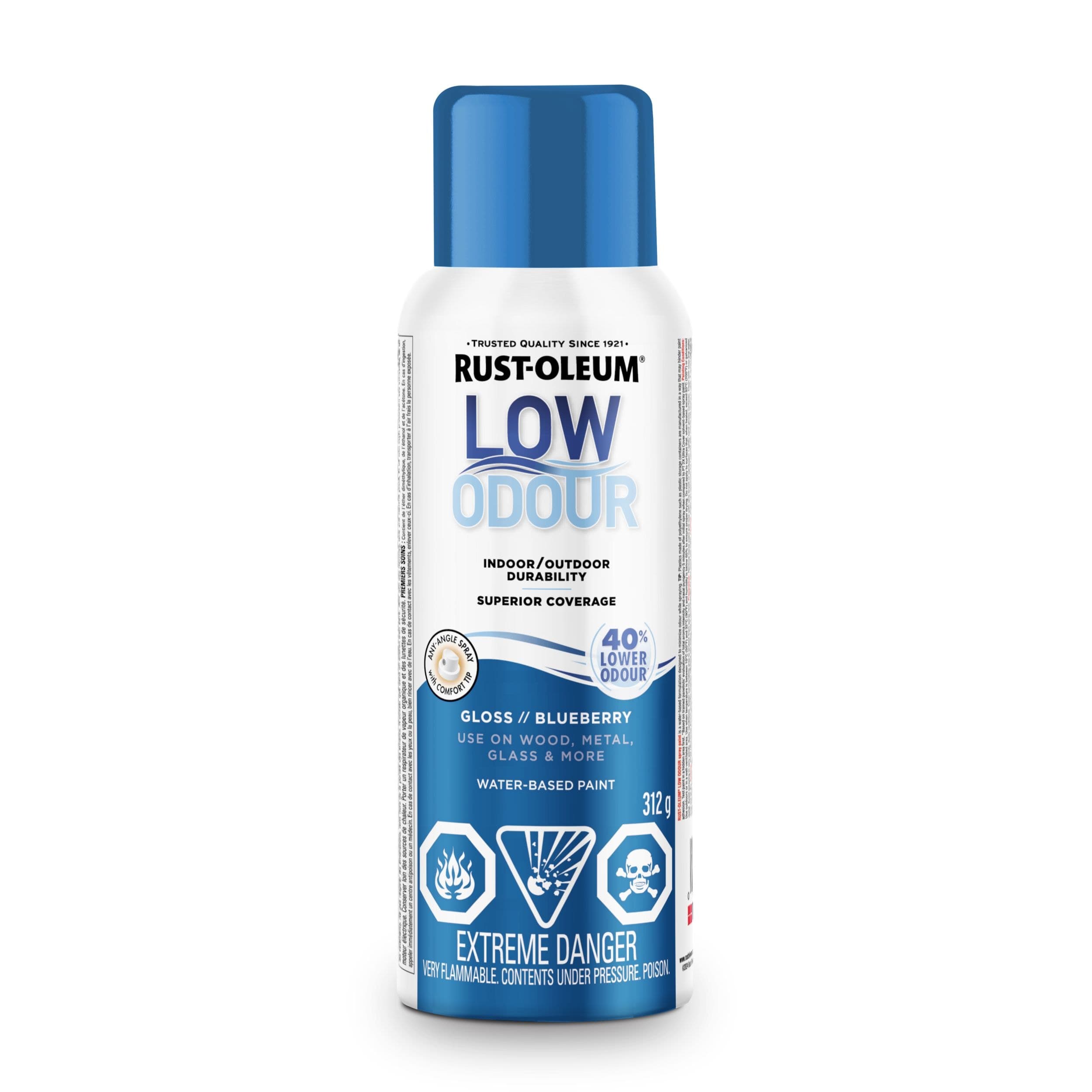 Rust-Oleum Low Odour Water-Based Paint Spray Aerosol, Gloss, Blueberry, 312-g