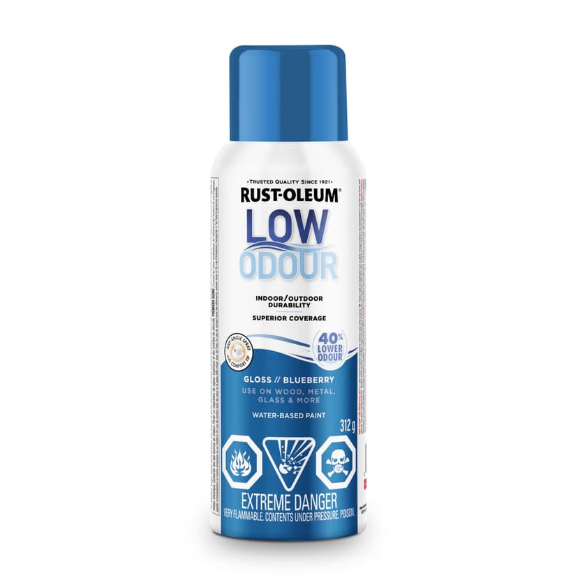 Rust-Oleum Low Odour Water-Based Paint Spray Aerosol, Gloss, Blueberry, 312-g