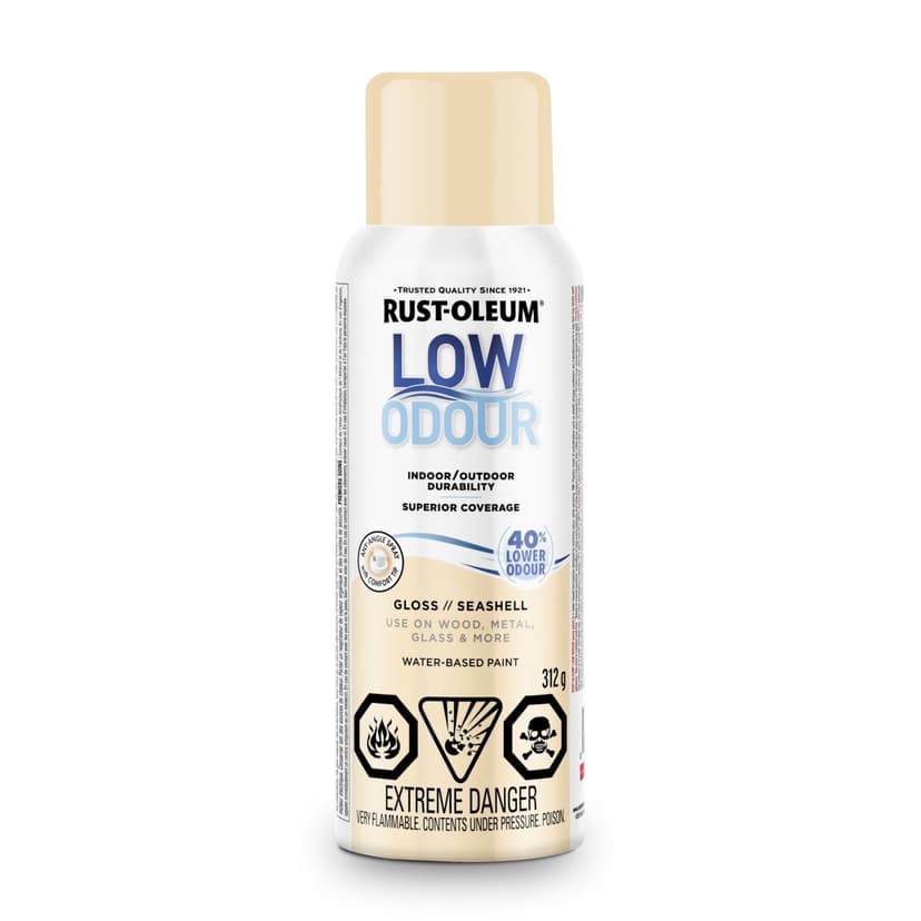Rust-Oleum Low Odour Water-Based Paint Spray Aerosol, Gloss, Linen White, 312-g