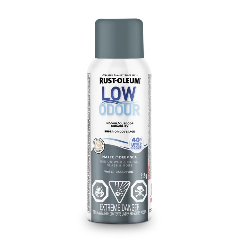 Rust-Oleum Low Odour Water-Based Paint Spray Aerosol, Matte, Deep Sea, 312-g