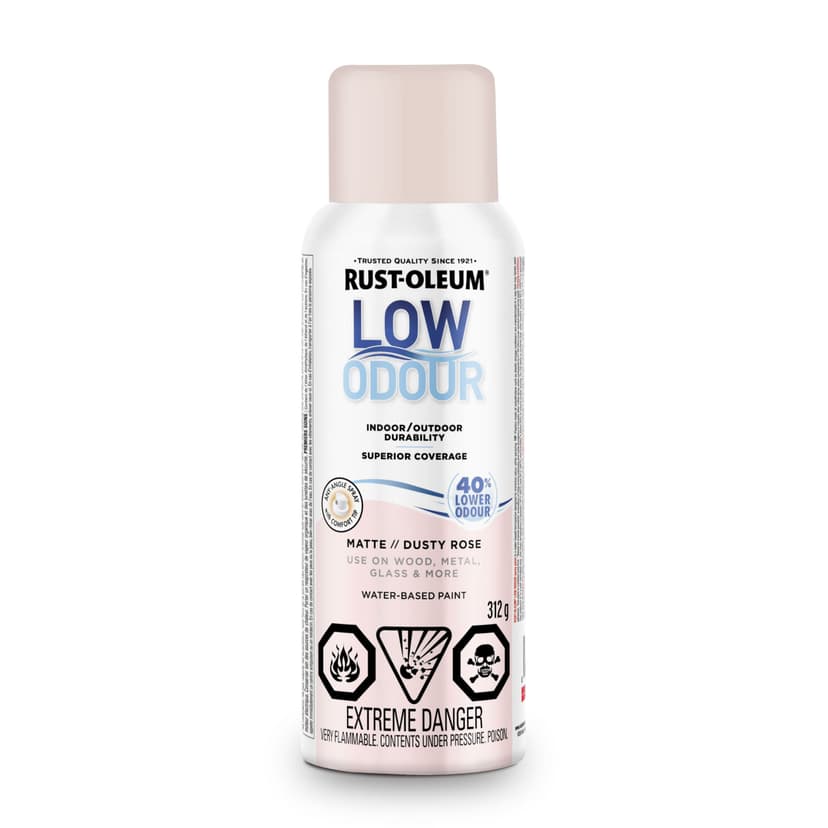 Rust-Oleum Low Odour Water-Based Paint Spray Aerosol, Matte, Dusty Rose, 312-g