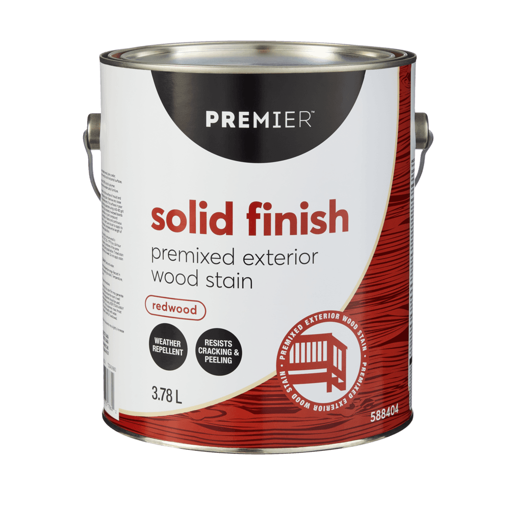 Premier Premixed Exterior Wood Stain, Solid, Redwood, 3.78-L/1-Gallon