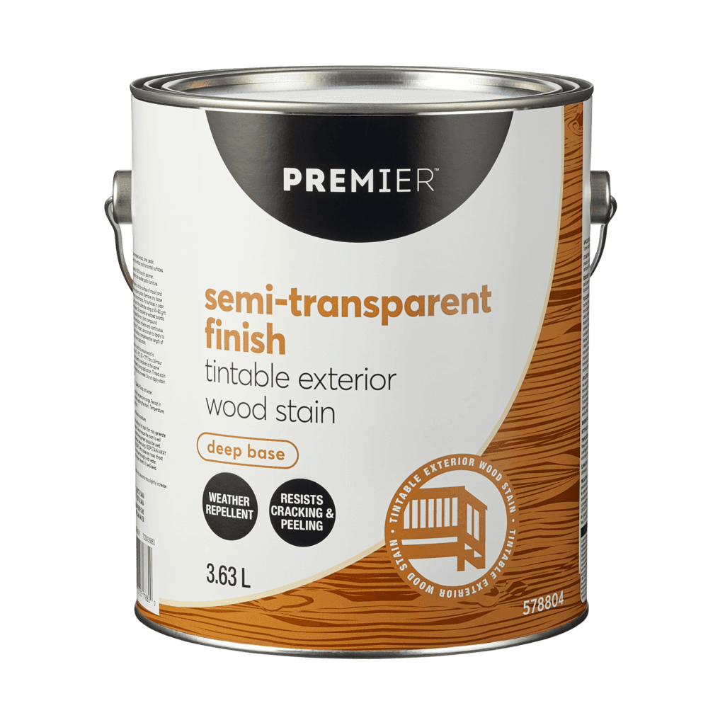 Premier Tintable Exterior Wood Stain, Semi-Transparent, 3.63-L