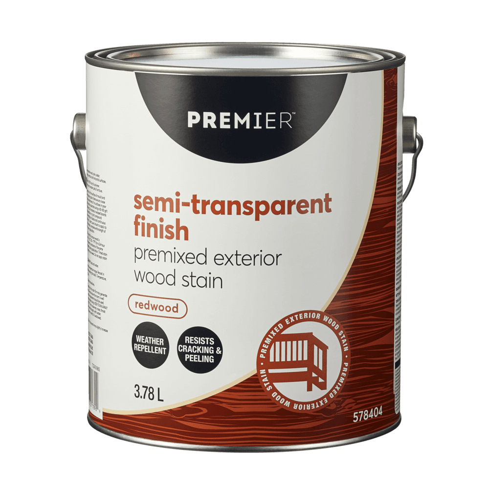 Premier Premixed Exterior Wood Stain, Semi-Transparent, Redwood, 3.78-L/1-Gallon