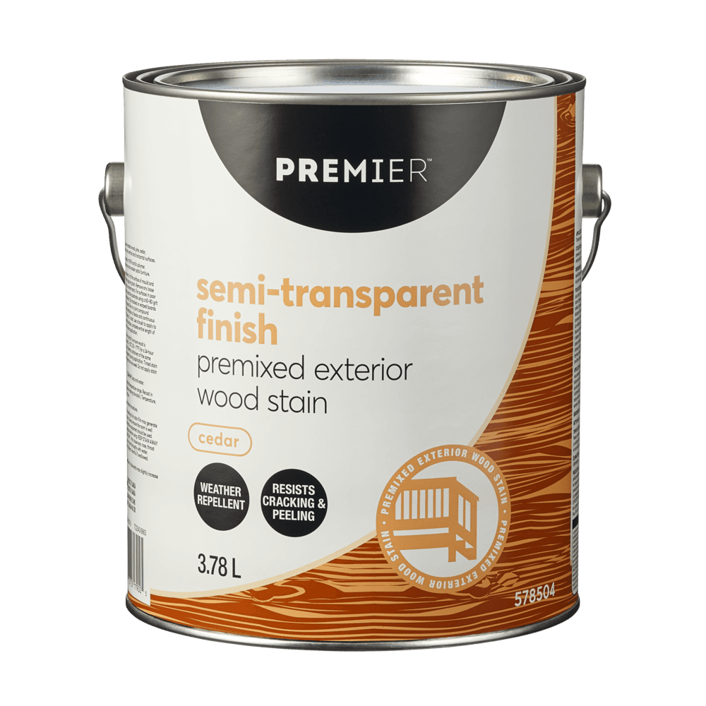 Premier Premixed Exterior Wood Stain, Semi-Transparent, Cedar, 3.78-L/1-Gallon