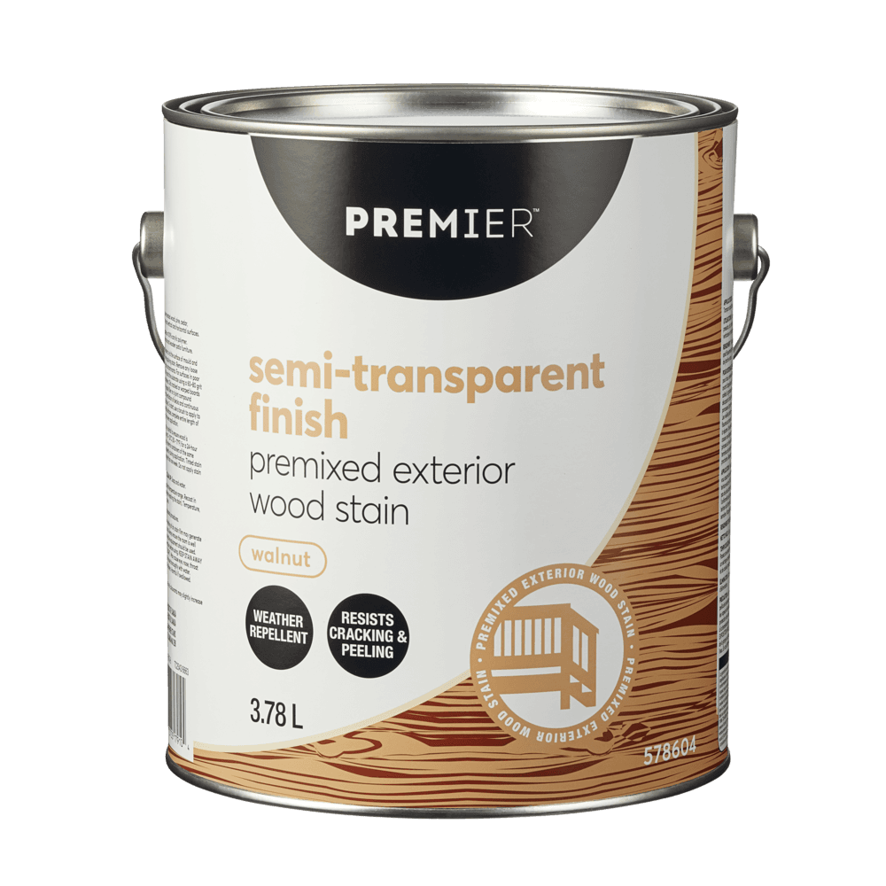 Premier Premixed Exterior Wood Stain, Semi-Transparent, Walnut, 3.78-L/1-Gallon