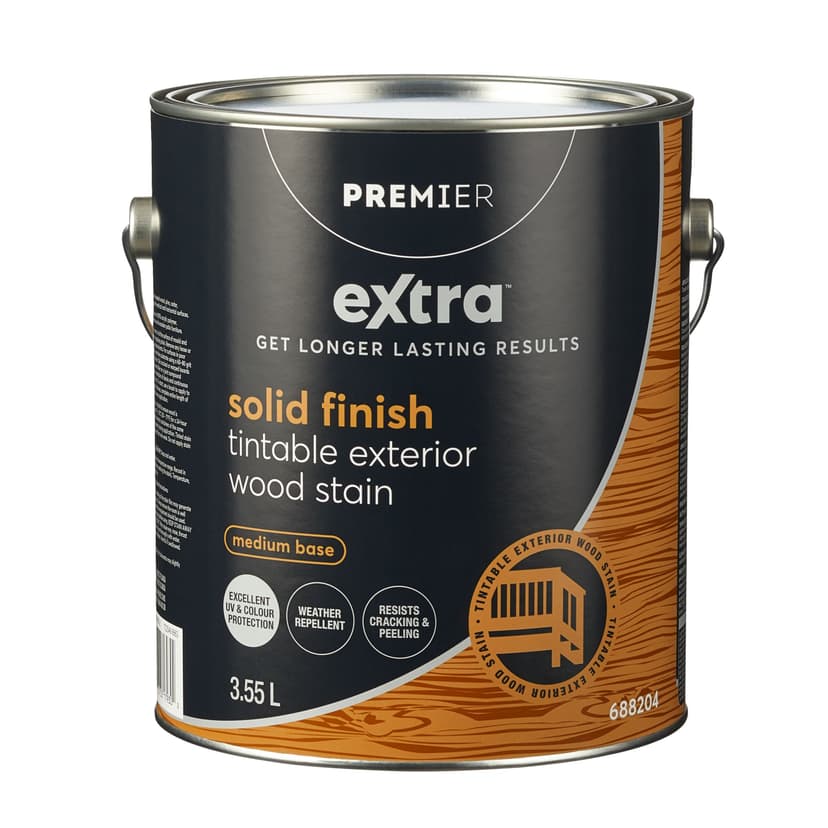 Premier Extra Tintable Exterior Wood Stain, Solid, Medium Base, 3.78-L/1-Gallon