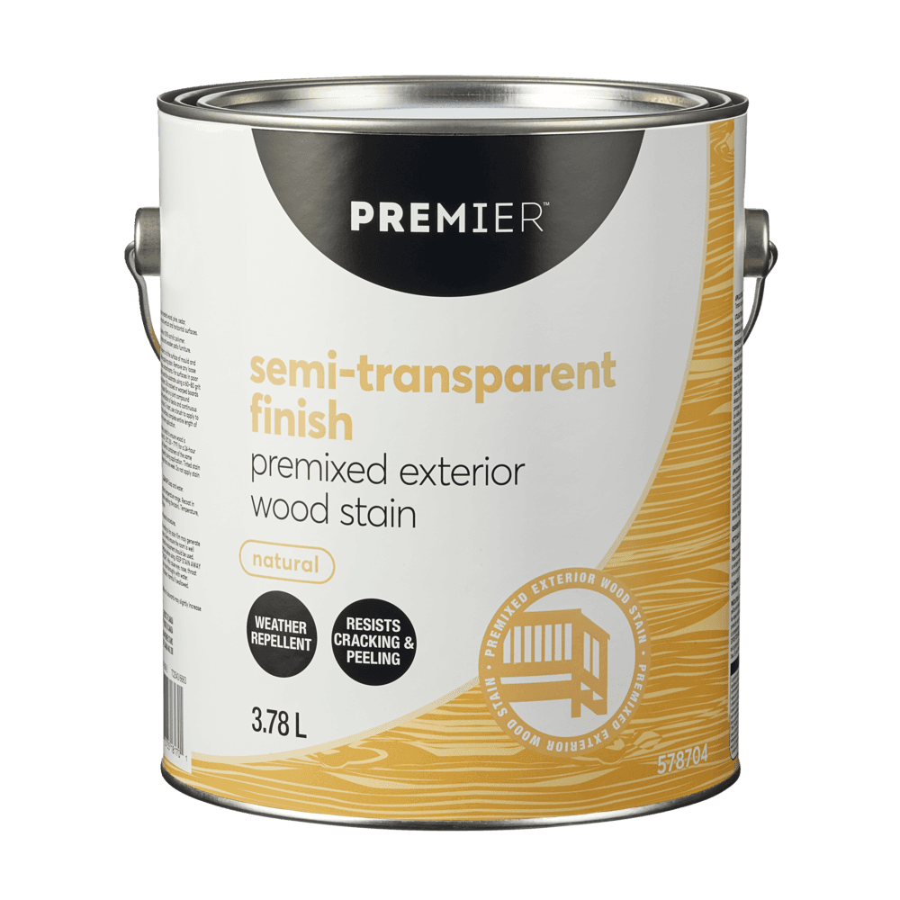 Premier Premixed Exterior Wood Stain, Semi-Transparent, Natural, 3.78-L/1-Gallon