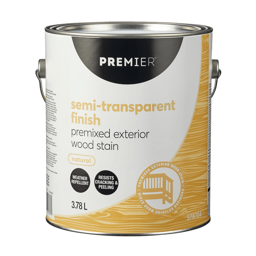 Premier Premixed Exterior Wood Stain, Semi-Transparent, Natural, 3.78-L/1-Gallon