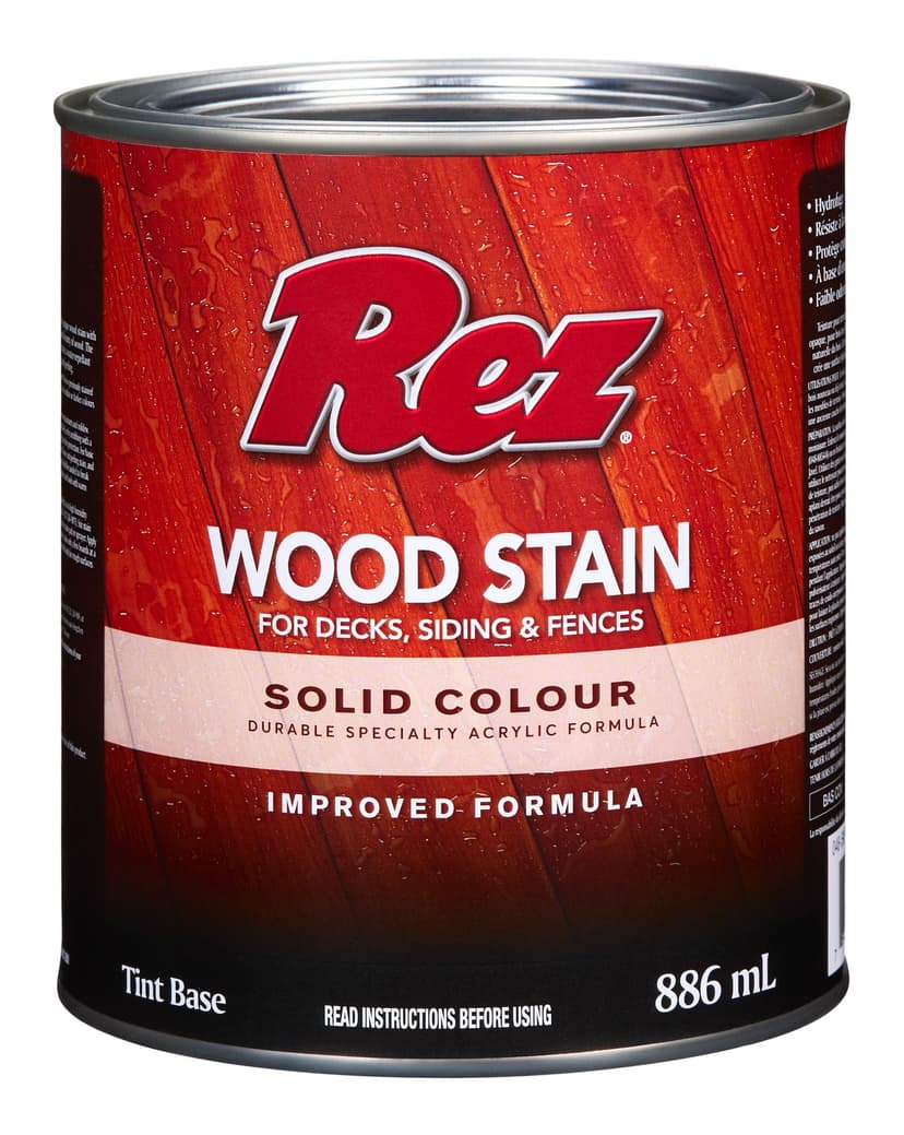 REZ Durable Oil/Water-Based Wood Stain For Decks, Siding & Fences, Solid, Tint Base, 886-mL/0.95-qt